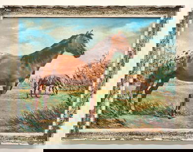 E.L. 'Buster' Kenton 22x30 'Grazing Horses': E.L. 'Buster' Kenton (1920 - 1991). Florida Art Hall of Fame Artist. After serving in World War II, Kenton studied art at the Ringling School of Art in Sarasota and the Island City School of Art in