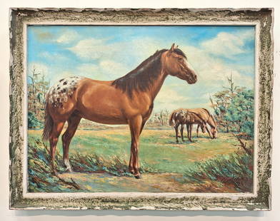 E.L. 'Buster' Kenton 22x30  'Grazing Horses': E.L. 'Buster' Kenton (1920 - 1991). Florida Art Hall of Fame Artist. After serving in World War II, Kenton studied art at the Ringling School of Art in Sarasota and the Island City School of Art in Ke