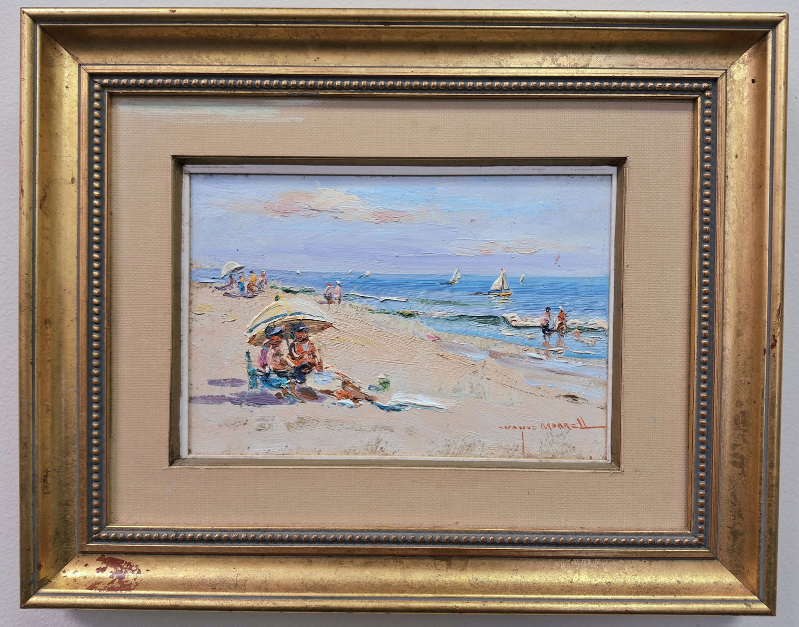 Wayne Morrell 7x10 'good Harbor, Beach Scene' Auction