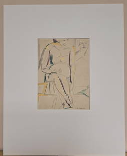 Rolph Scarlett 10x7 'Two Figures': Rolph Scarlett (1889 - 1984) Painter of geometric abstraction during the American avant-garde movement of the 1930s and 1940s, helped found what would become the Guggenheim museum in New York,