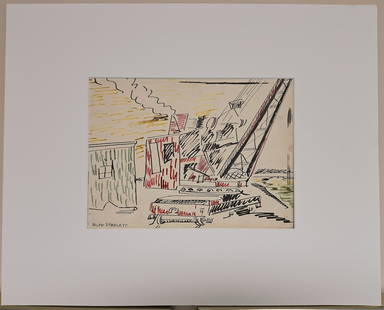 Rolph Scarlett 8x11 'City Crane': Rolph Scarlett (1889 - 1984) Painter of geometric abstraction during the American avant-garde movement of the 1930s and 1940s, helped found what would become the Guggenheim museum in New York,