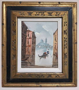 Antonio Devity 'Venice' 10x8 Oil Painting: Antonio DeVity (Italian, 1901-1993) . Lived in Naples and later moved to Rome where he was taught by Giacomo Balla, creator of futurism.Oil painting on canvas, 'Venice', a Venice waterway scene with