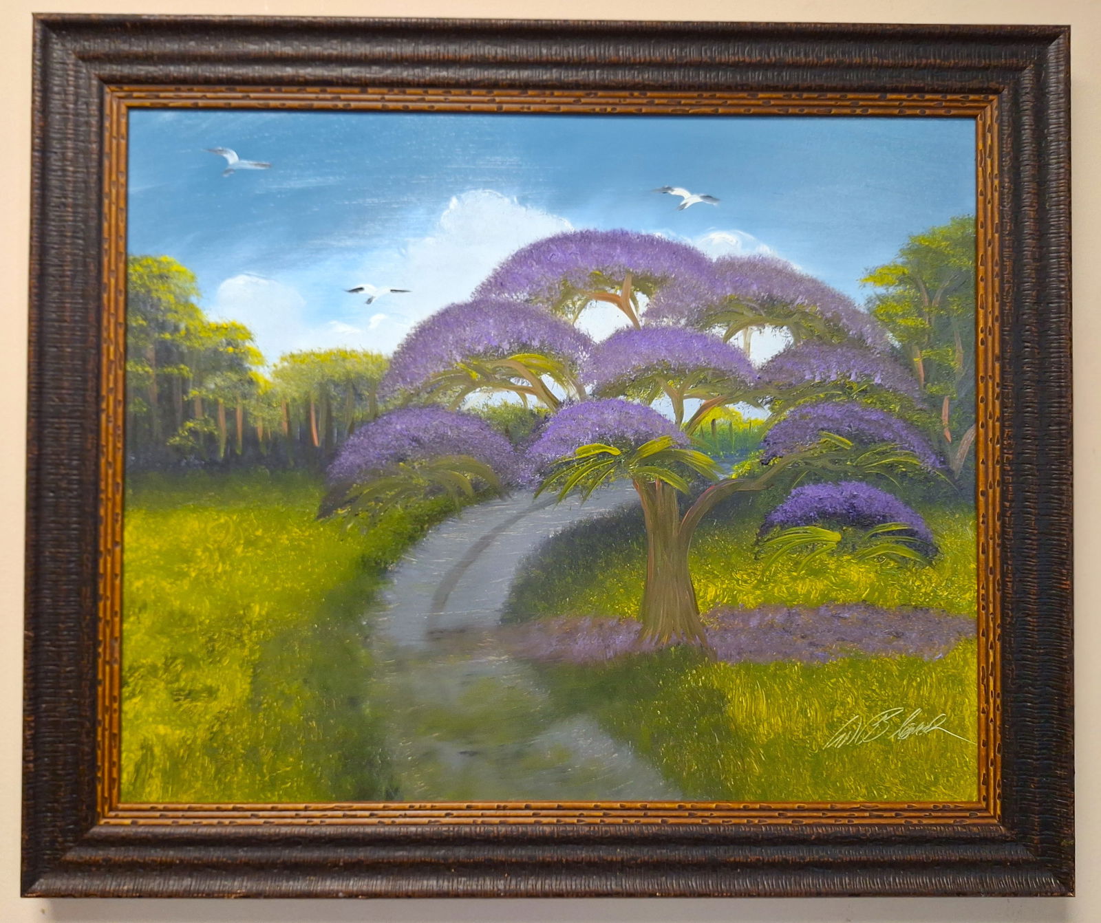 Al Black Highwaymen 22x27 'Jacaranda Path' Oil Painting (1 of 4)
