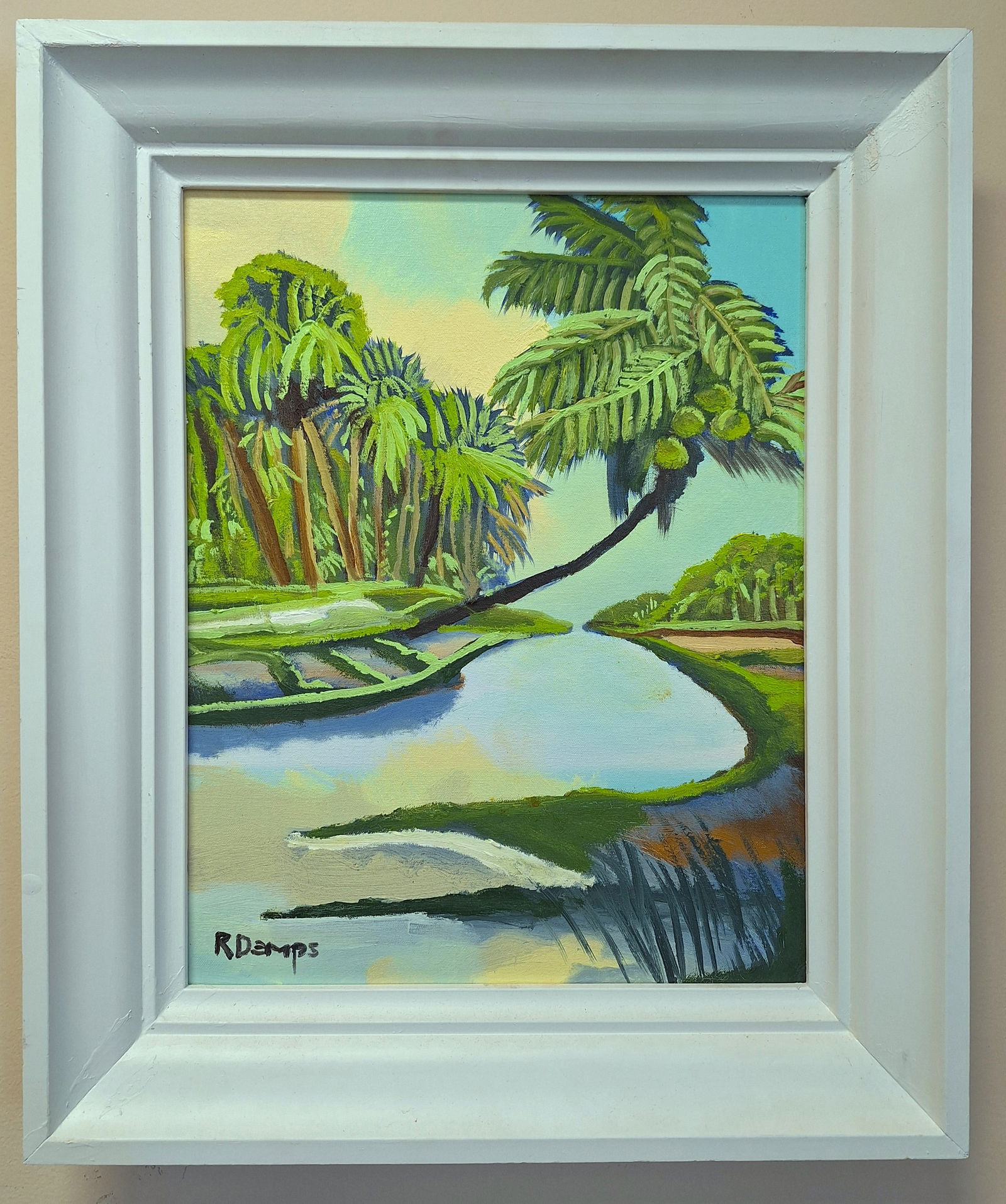 Rodney Demps 20x16 'Palms on the River' Oil Painting (1 of 4)