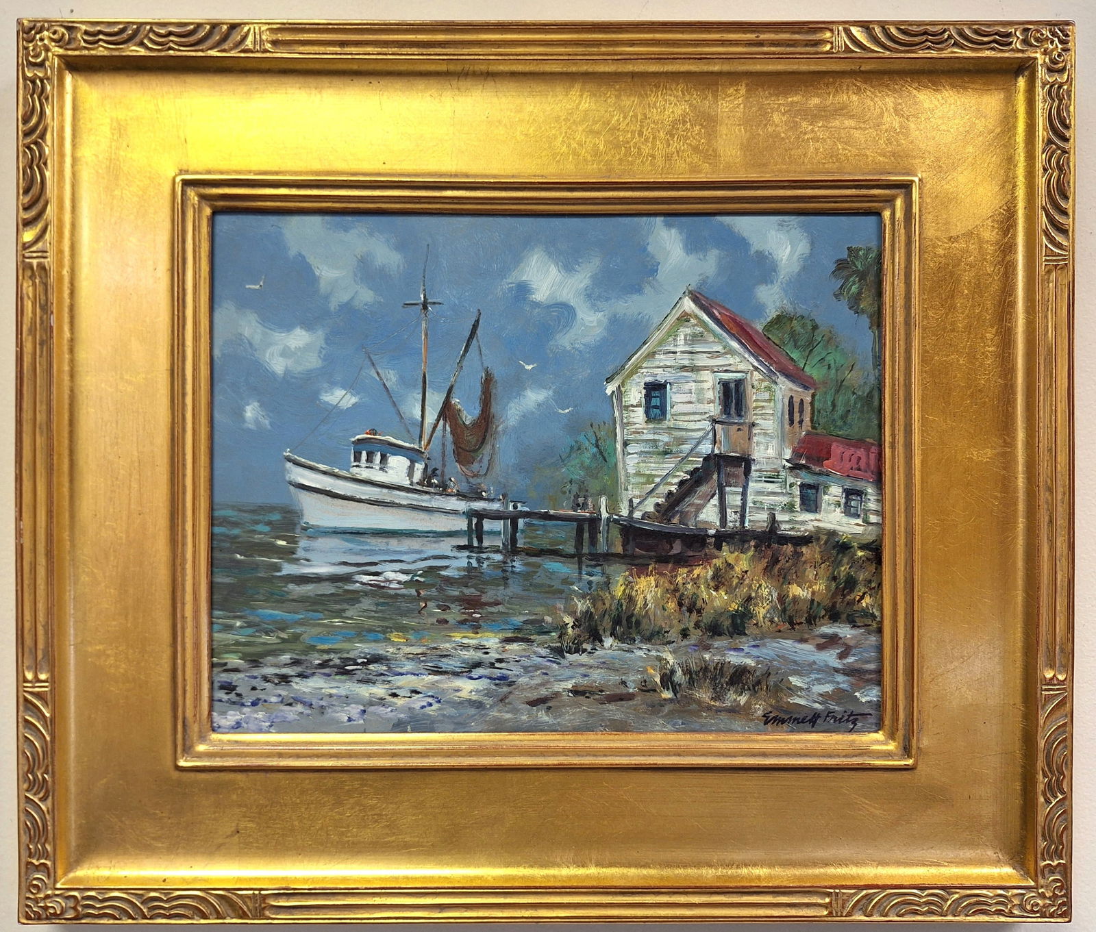 Emmett Fritz 11x14 'Florida Boathouse' Oil Painting (1 of 6)