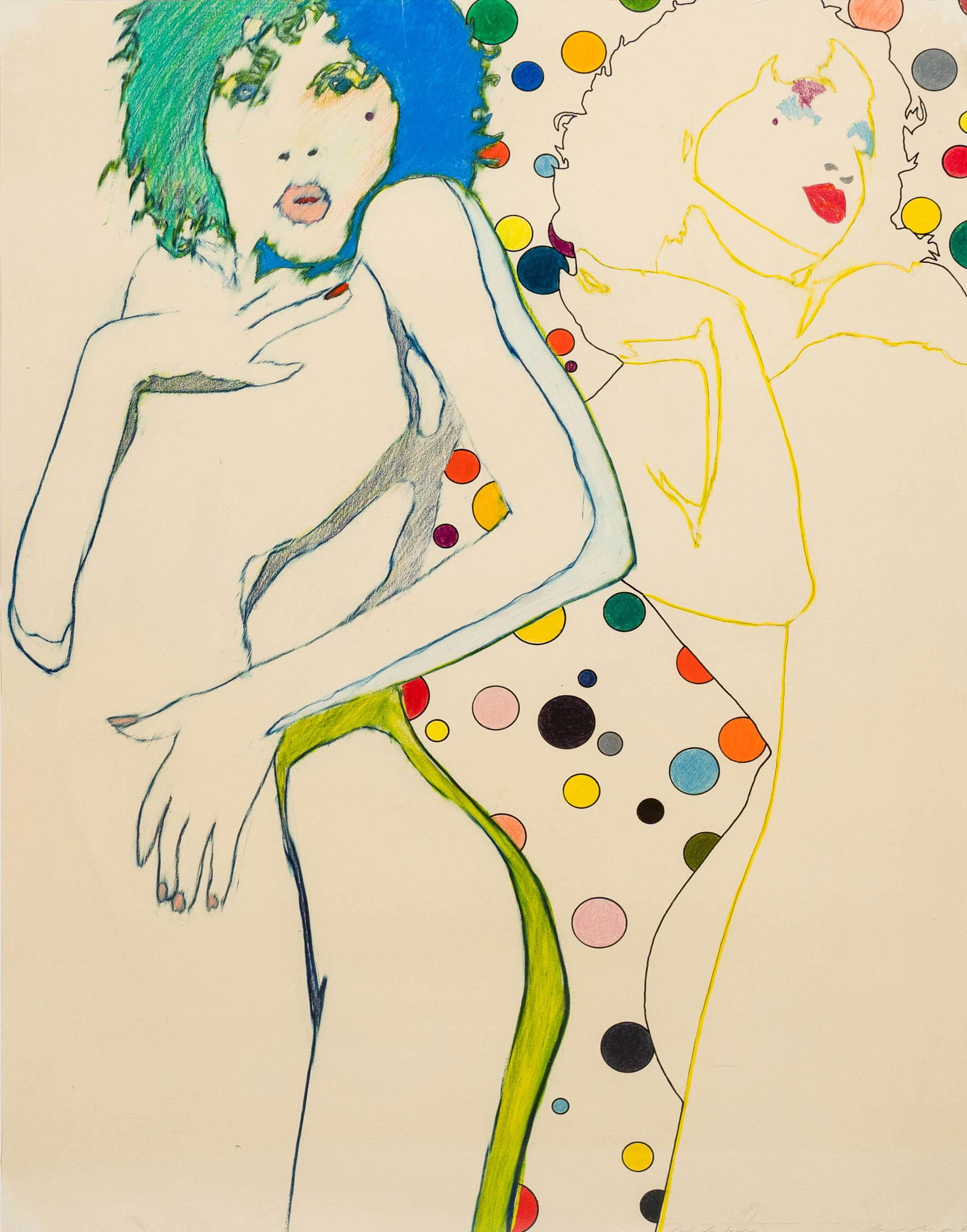 Werner Berges (1941 Cloppenburg - 2017 Schallstadt) (F): Nach den Spielen', mixed media on paper, 80 cm x 59 cm sheet dimension, signed, dated 73, titled, verso Jan. 73/151617/2 dated and numbered, titled, address stamp of the artist, paper abrasion in the