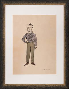 Stephan Balkenhol (1957 Fritzlar) (F): Mann in Hemd und Hose, Farblithografie auf Papier, 60 cm x 43,5 cm Passepartoutinnenmaß, signiert, 1997 datiert, Blatt montiert, leicht gebräunt, partiell leicht stockfleckig Stephan