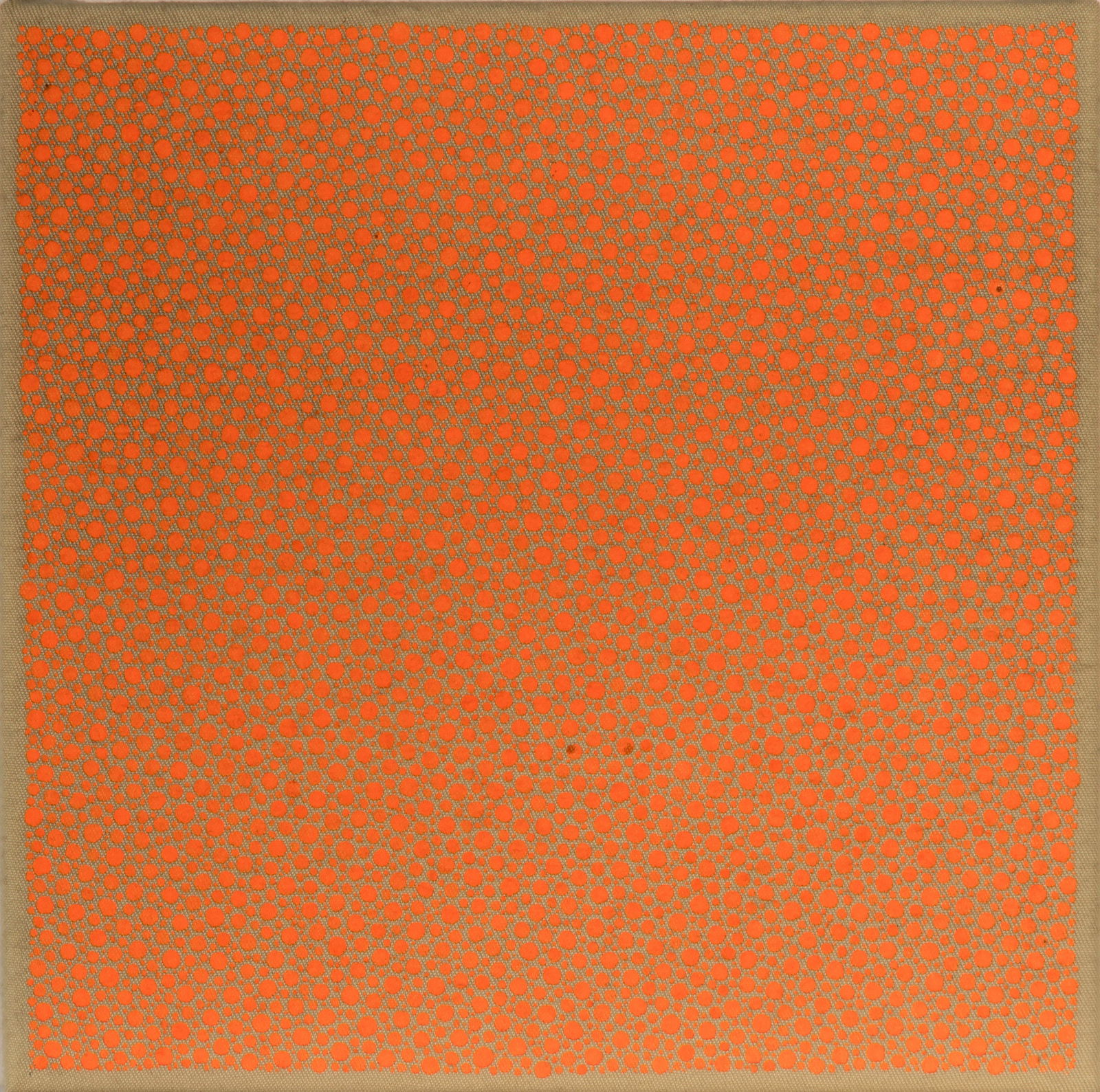 Kuno Gonschior (1935 Wanne-Eickel - 2010 Bochum): Kuno Gonschior (1935 Wanne-Eickel - 2010 Bochum) Ohne Titel (Orange), Acryl auf Leinwand, 30 cm x 30 cm Leinwandmaß, verso signiert, 74 datiert, partiell leicht fleckig Kuno