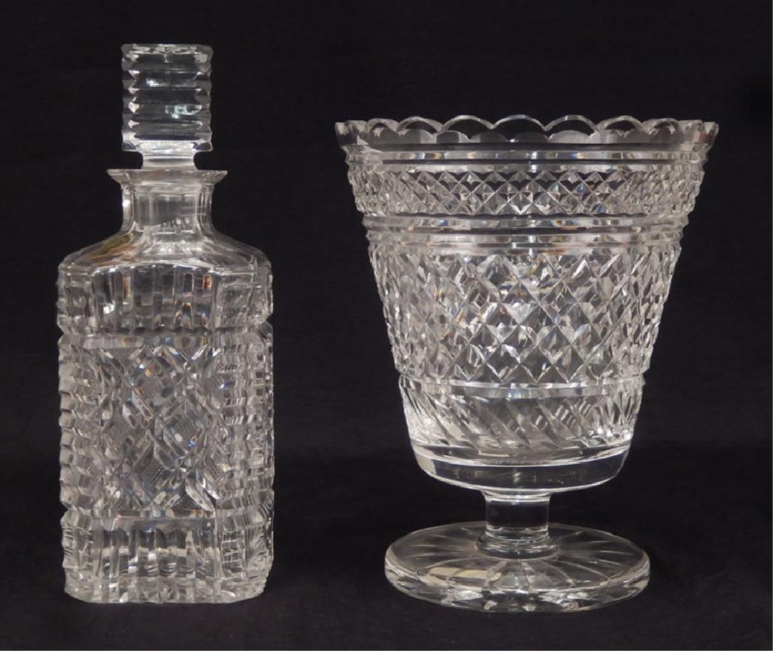 Waterford crystal footed vase and decanter