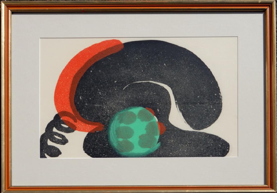 H. (Howard) H. (Hodgkin) etching on paper,: H. (Howard) H. (Hodgkin) etching on paper, "In Touch, Checking In", lift-ground etching abstract, signed bottom center, numbered 15/50 and dated '91, sight size 11 1/2" x 16 3/4", frame size 18" x 23"