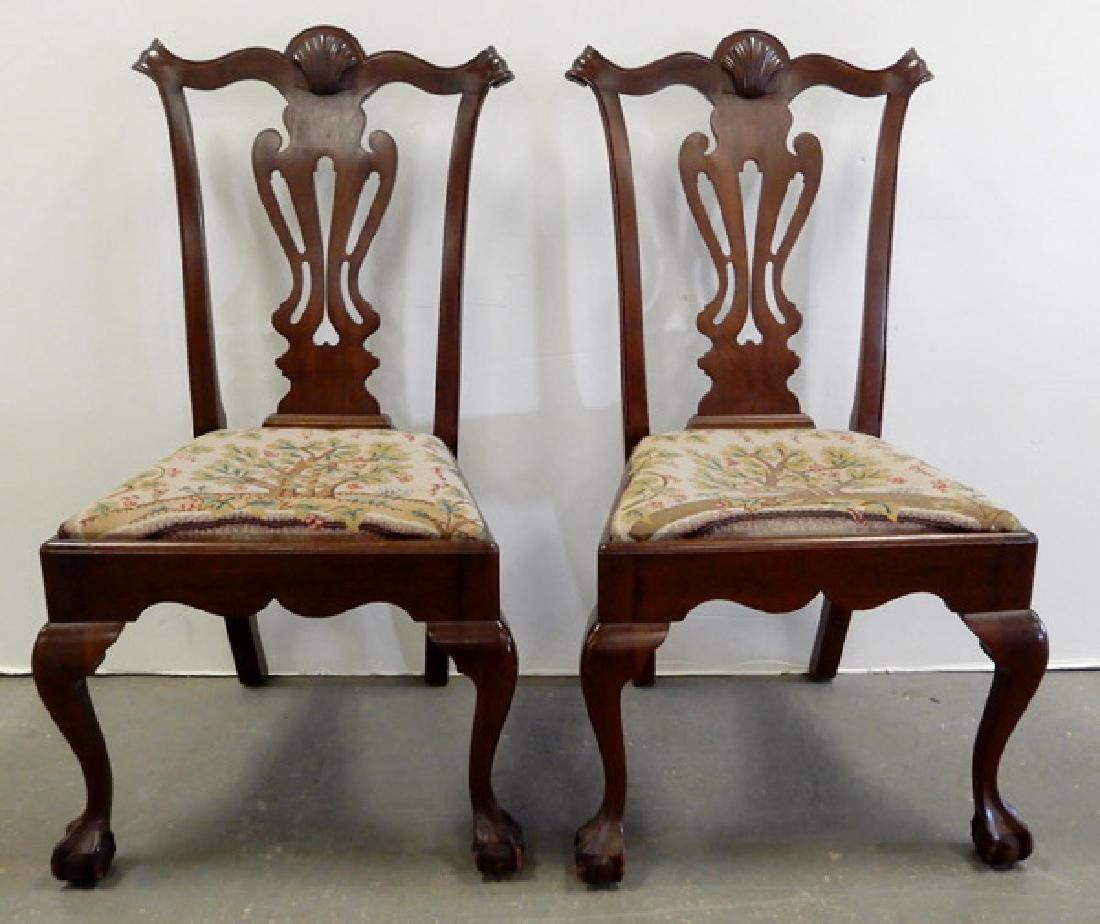 Pair of Centennial mahogany side chairs: Pair of Centennial mahogany side chairs, needlepoint slip seats, 39" high