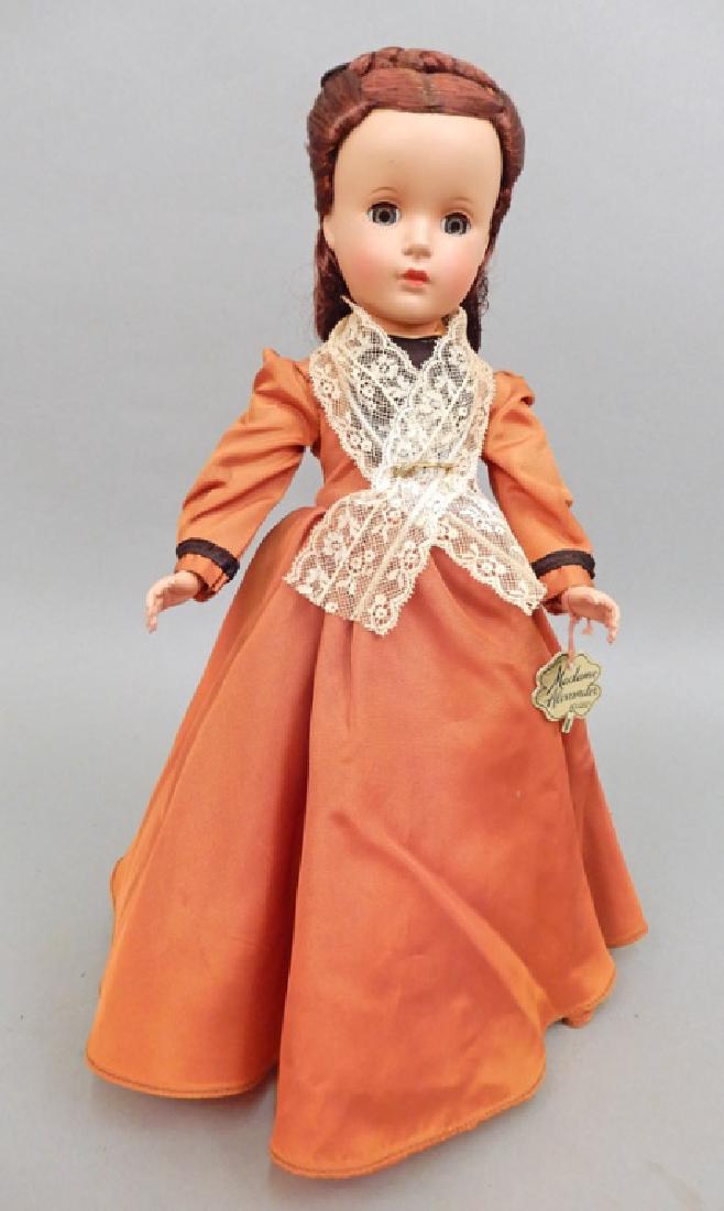1950's Madame Alexander Little Women Marme doll: 1950's Madame Alexander Little Women Marme doll, hard plastic, wearing original tagged dress, with wrist tag, near mint condition, 14" tall