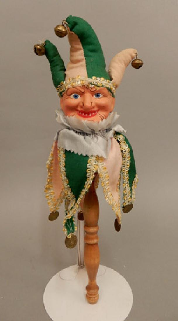 1940's composition clown on wooden stick (1 of 2)