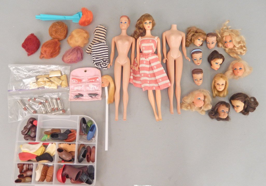 Grouping of Barbie dolls, Barbie heads, and shoes (1 of 6)