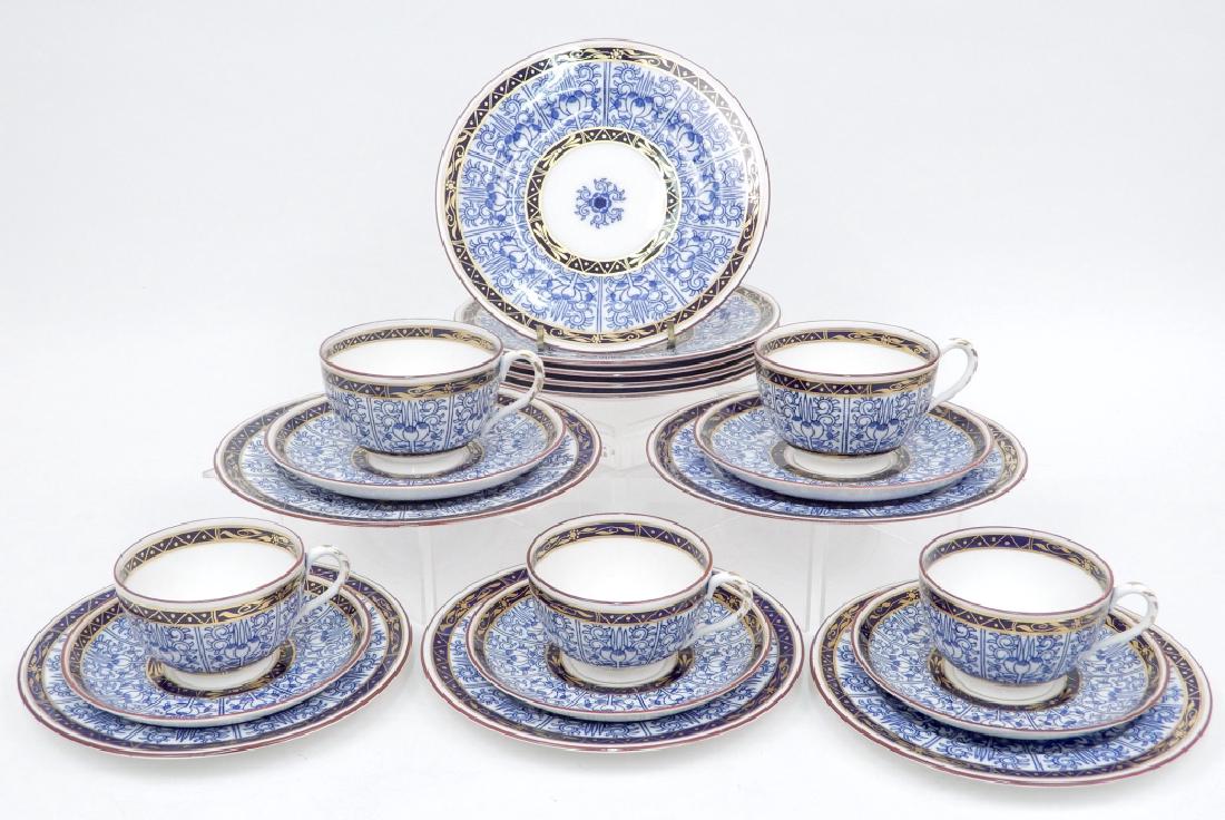 Royal Worcester Lily partial set: Royal Worcester Lily partial set, includes ten bread and butter plates, 7" diameter, five saucers, 5 5/8", and five teacups, 2 1/4", all hallmarked on bottom, several date marks: one teacup ca. 1923, 