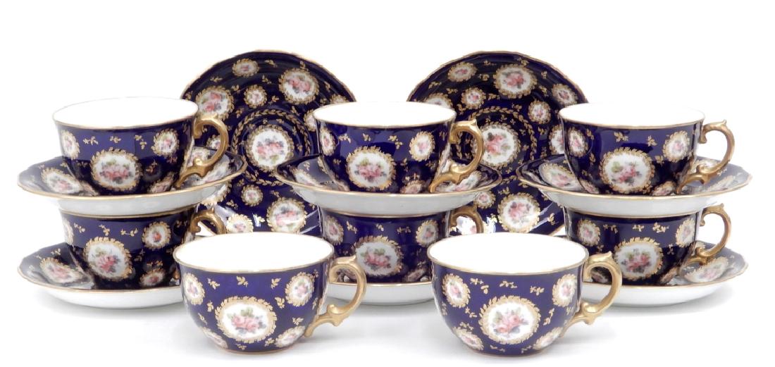 Set of eight Royal Crown Derby teacups and saucers: Set of eight Royal Crown Derby teacups and saucers, pattern number 5698, retailed at Tiffany & Co. New York, teacups 2", saucers 5 1/4", all hallmarked on bottom