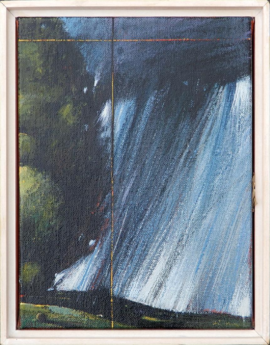 John Fincher oil on canvas: John Fincher oil on canvas "New Mexico Cielo Series V", sight size 12" x 9", frame size 13" x 10", Elaine Horwitch Galleries label on verso