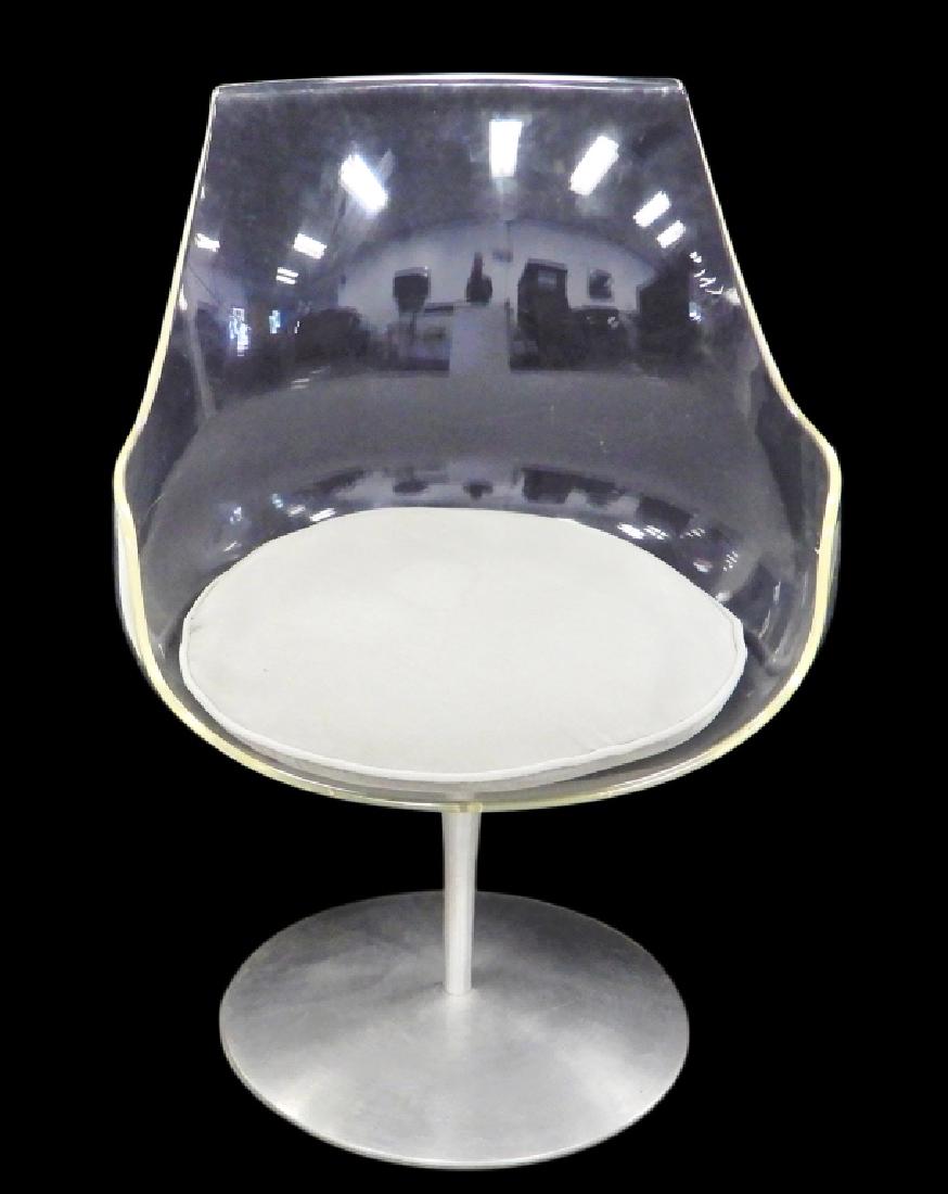 Laverne Champagne chair: Erwine & Estelle Laverne Champagne chair, N.Y., acrylic, and metal, seat cushion, 31 1/2" x 22 1/2" x 19"