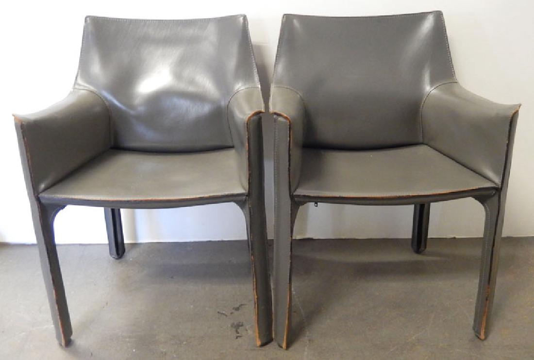 Pair of Cassina Mario Bellini leather cab chairs: Pair of Cassina Mario Bellini leather cab chairs, embossed G-11 Cassina on bottom
