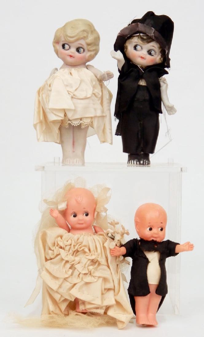 1920's bisque googly eyed bride and groom dolls (1 of 5)