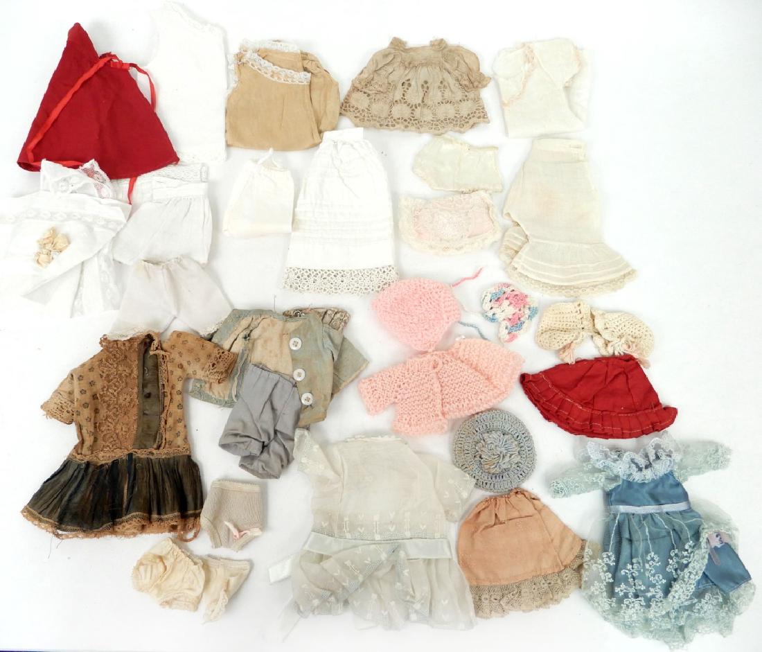 Group of doll clothes for smaller dolls: Group of doll clothes for smaller dolls, vintage and antique