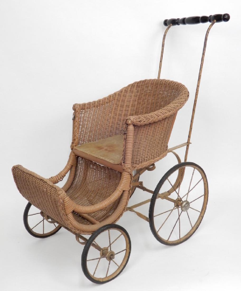 Victorian wicker doll stroller (1 of 3)