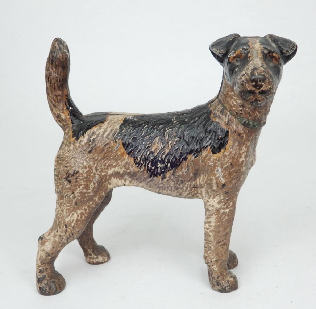 Hubley cast iron painted Terrier dog doorstop