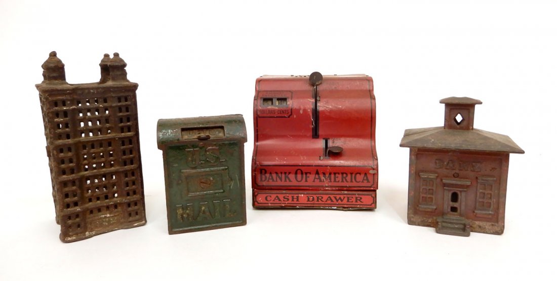 Cast iron and tin litho still banks (1 of 10)