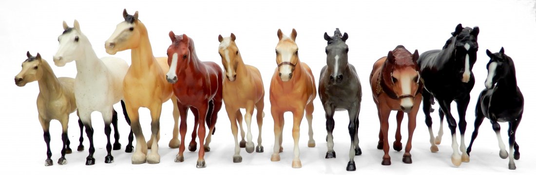 Ten Breyer Horses, hard plastic, each piece marked, (1 of 4)
