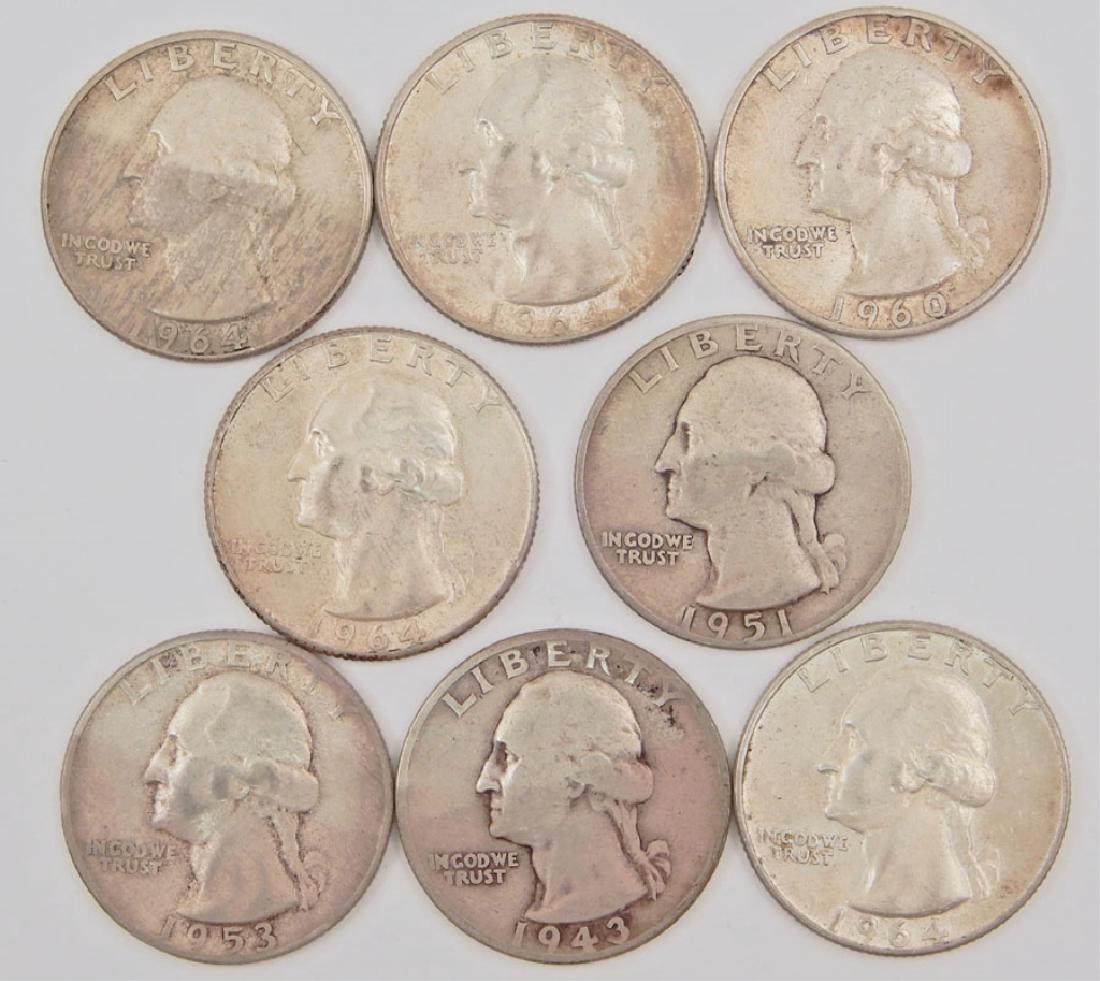 Eight silver Washington Quarters (1 of 1)