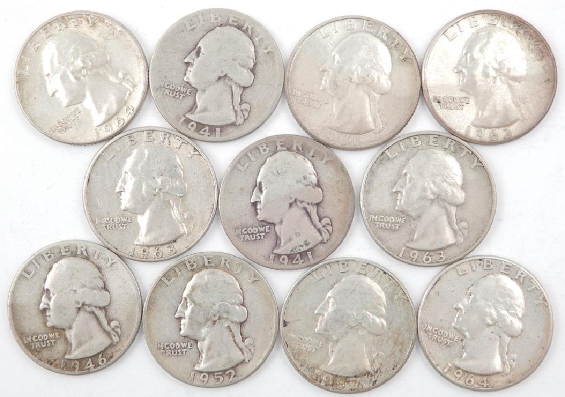 Eleven silver Washington quarters (1 of 1)