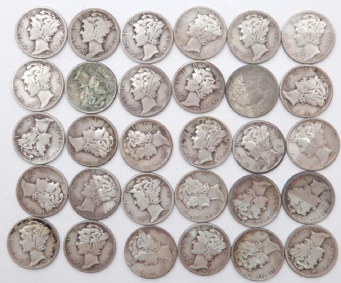 Thirty Mercury dimes (1 of 1)