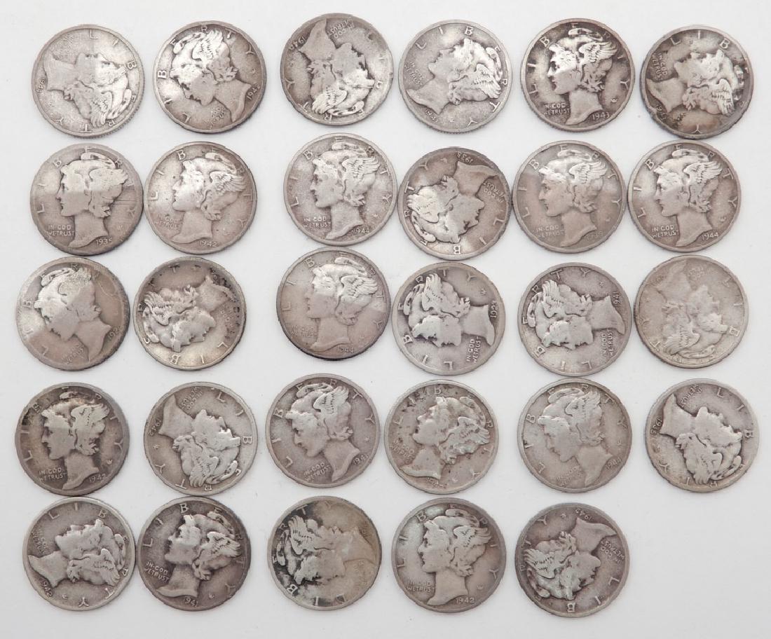 Twenty-nine Mercury dimes (1 of 2)