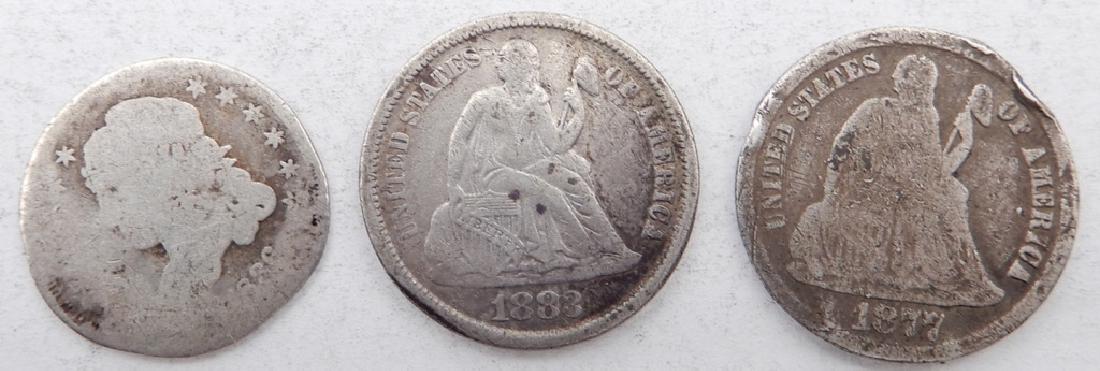 Two Seated Liberty dimes and a Capped Bust half dime (1 of 2)