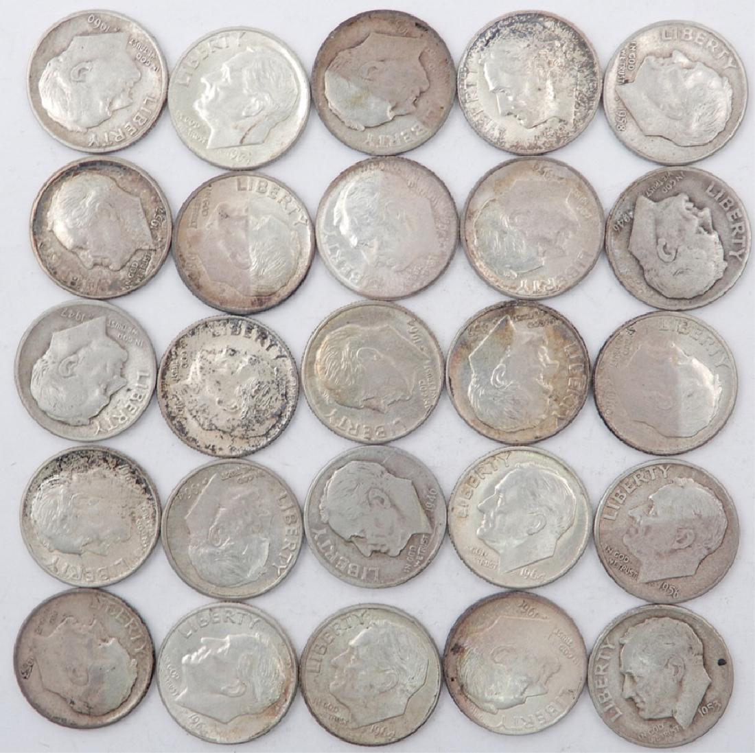 Twenty five silver Roosevelt dimes (1 of 2)