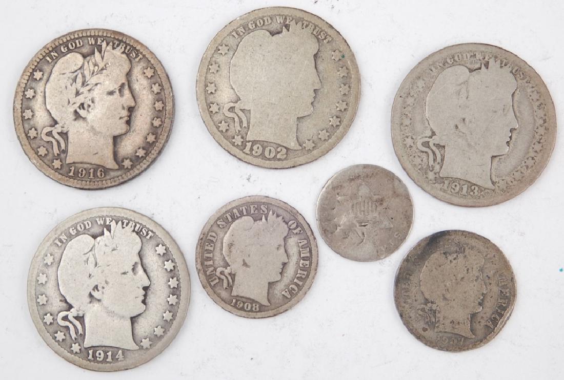 Four Barber quarters and two Barber dimes, one silver 3 (1 of 2)