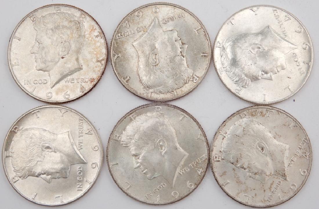 Six 1964 silver Kennedy half dollars (1 of 1)