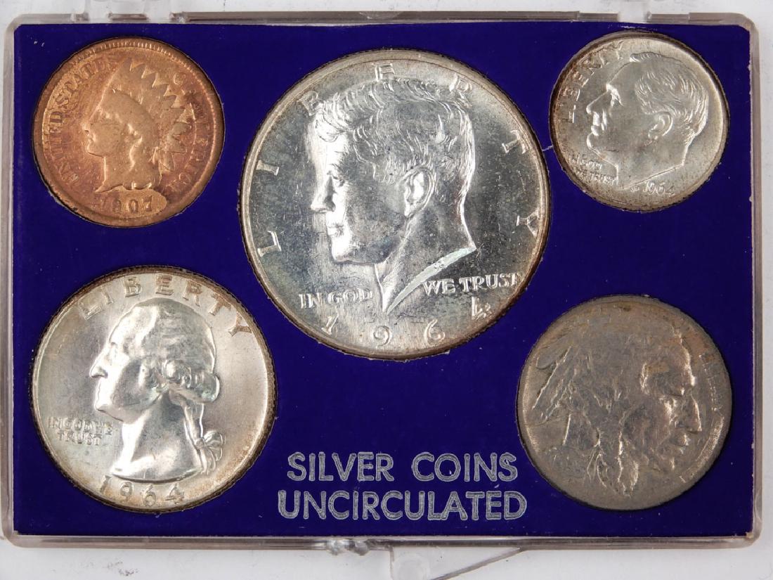 1964 Washington quarter, Roosevelt dime, 1907 Indian (1 of 1)