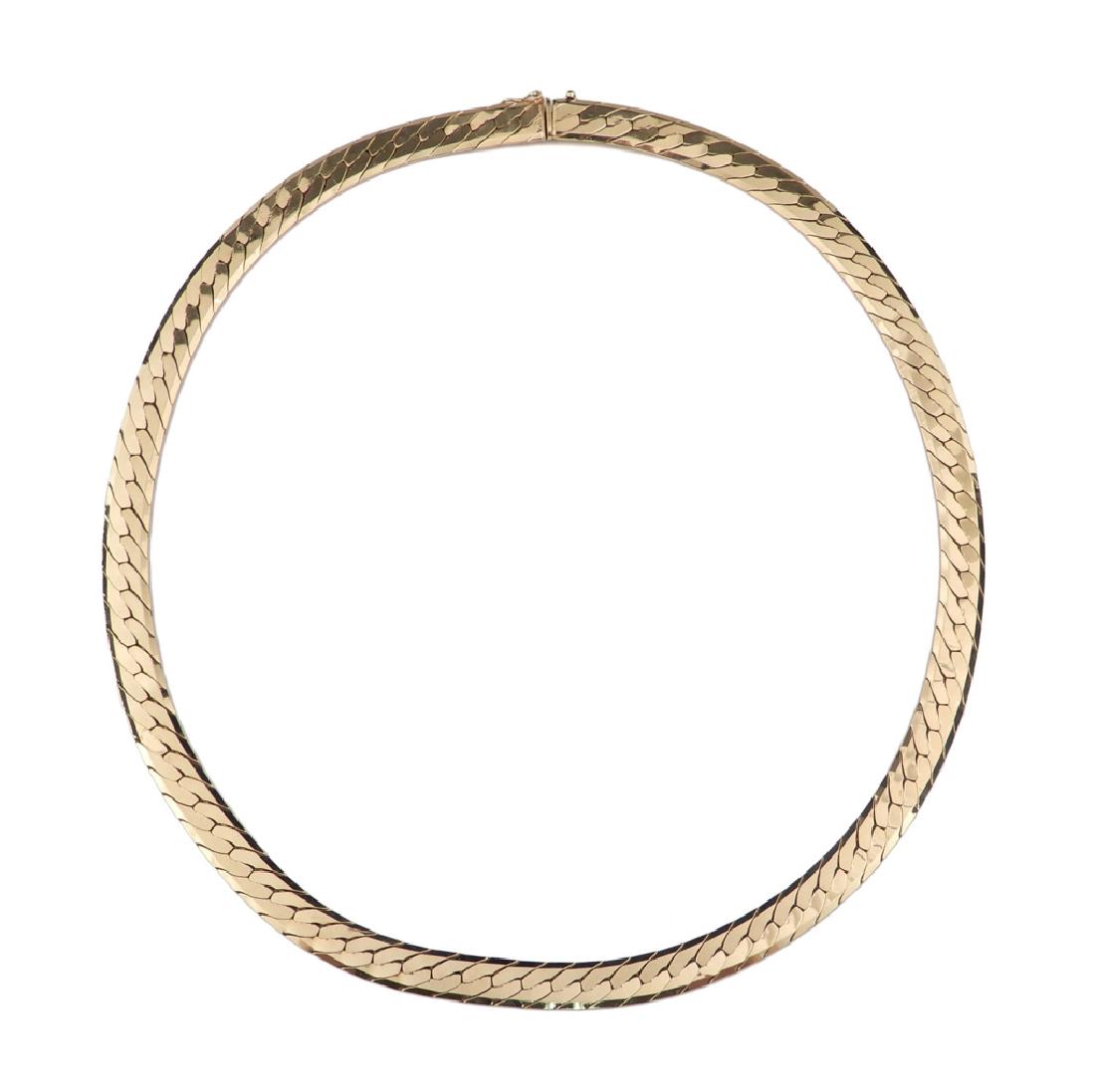 Italian 14k gold herringbone necklace