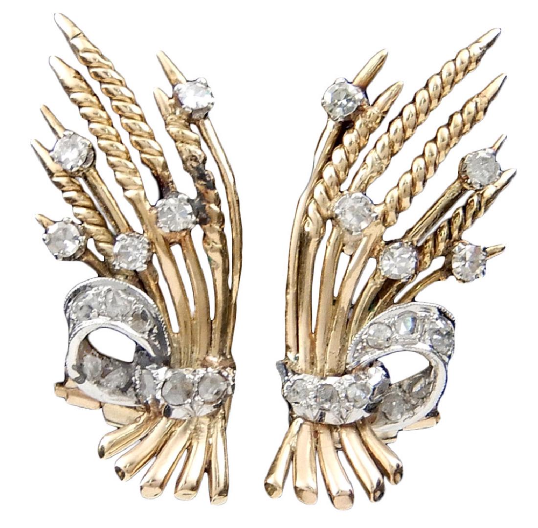 Vintage 14k gold and diamond spray earrings (1 of 3)