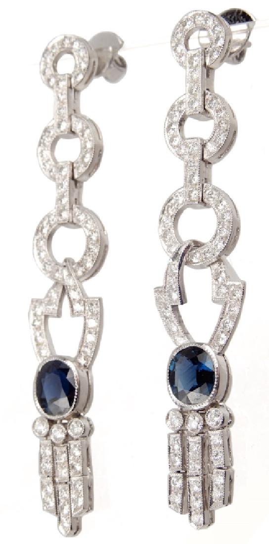 Art Deco platinum sapphire and diamond earrings (1 of 1)