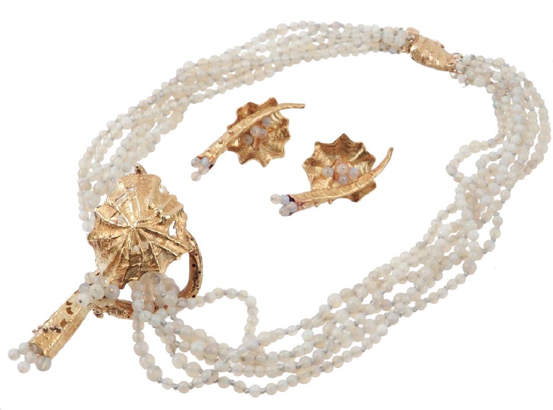 Barnaby 18k gold and opal necklace and earrings set (1 of 5)