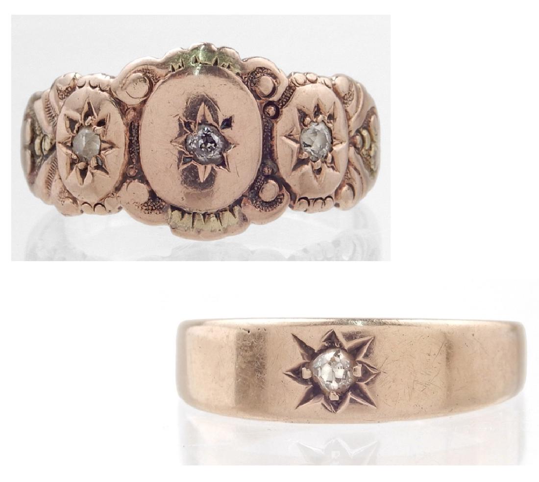Two Victorian 10k rose gold and diamond rings (1 of 5)
