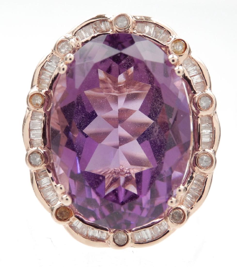 14k rose gold amethyst and diamond ring (1 of 2)