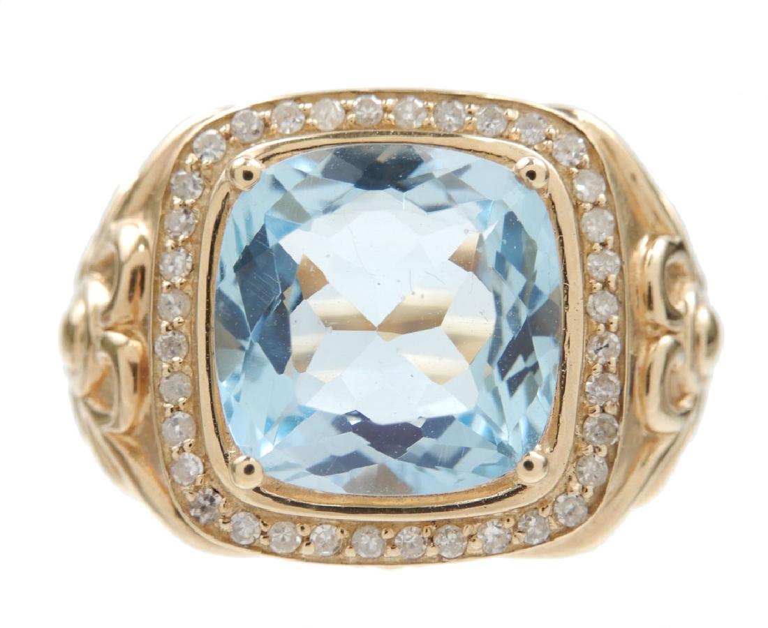 18k gold blue topaz and diamond ring (1 of 3)