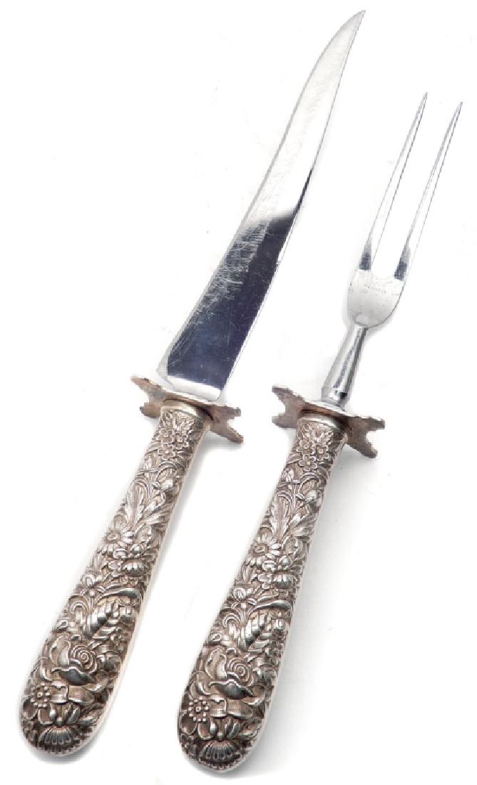 S. Kirk & Son Rose sterling handled carving set (1 of 3)