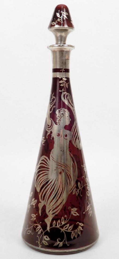 Amethyst glass decanter with silver overlay (1 of 5)