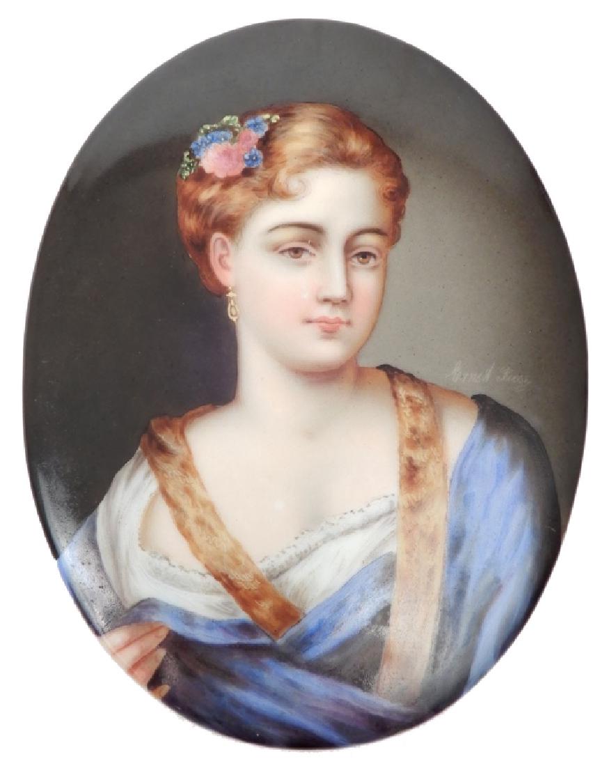 Ernst Riese hand painted porcelain plaque (1 of 4)