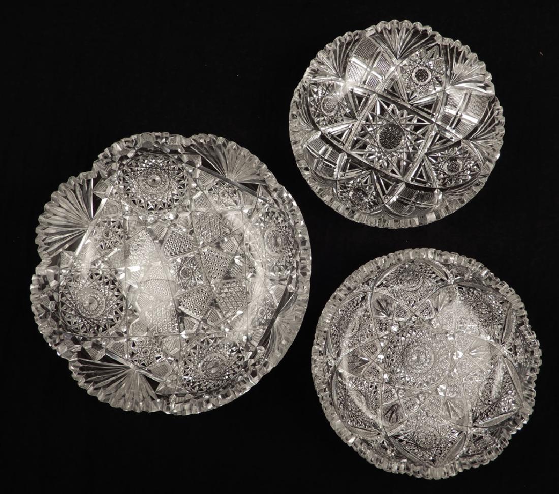 Three American Brilliant cut glass shallow bowls (1 of 4)