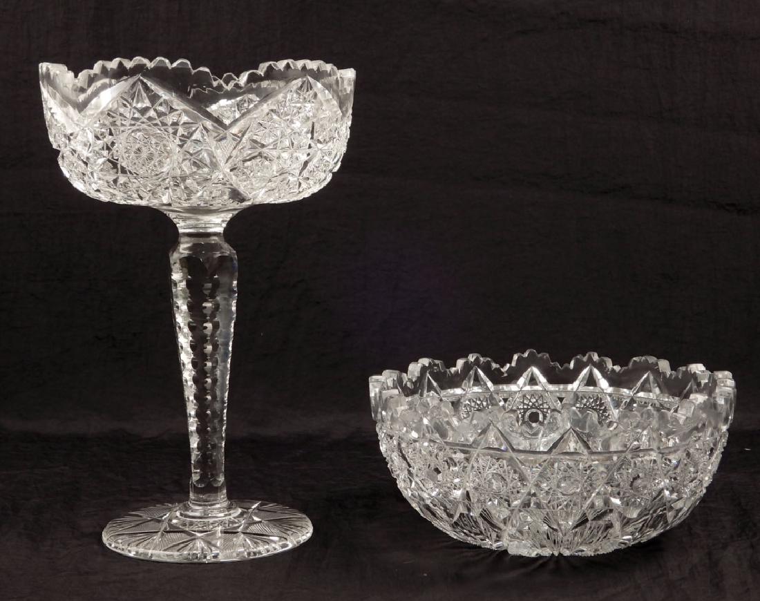 Libbey American Brilliant cut glass bowl and compote (1 of 2)